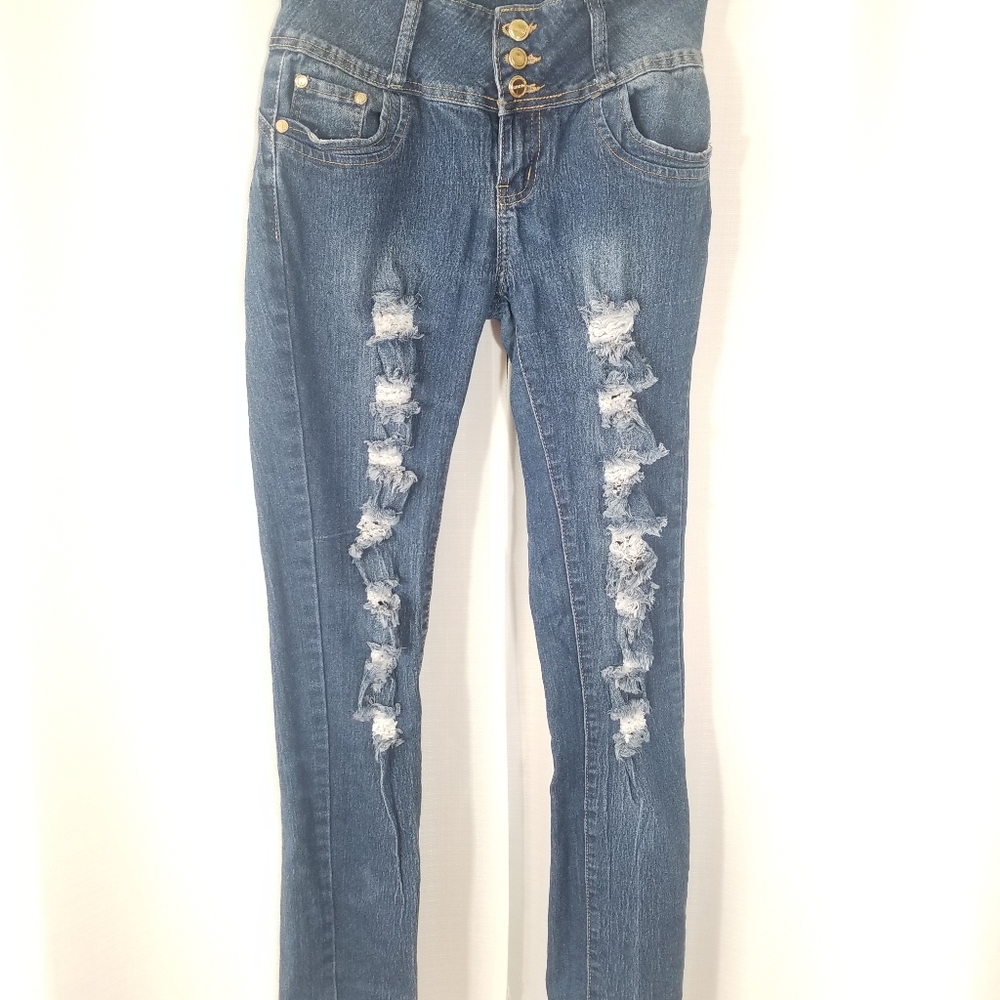Diamante distressed push up jean.  Size 3
